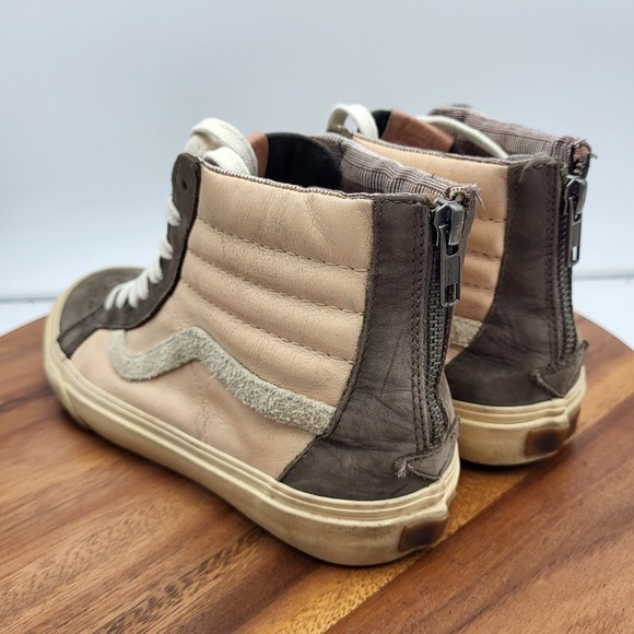 Vans Sneakers Womens 8.5 Peach Gray Leather Hi Top Shoes Skater 721277 - Picture 9 of 14